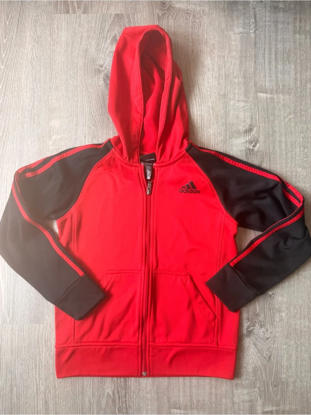 Adidas Boys YM (10/12) Red & Black Full-Zip Hoodie